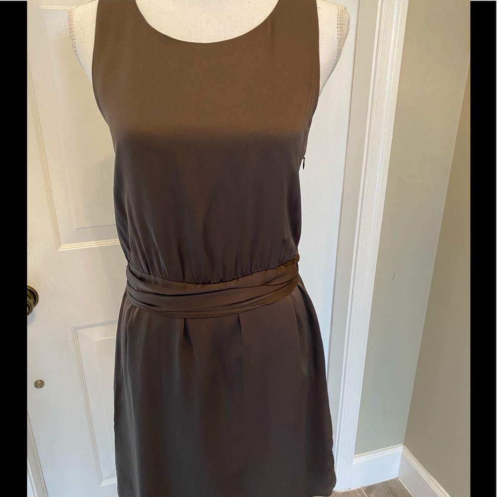 Theory silk sleeveless dress with banded waist